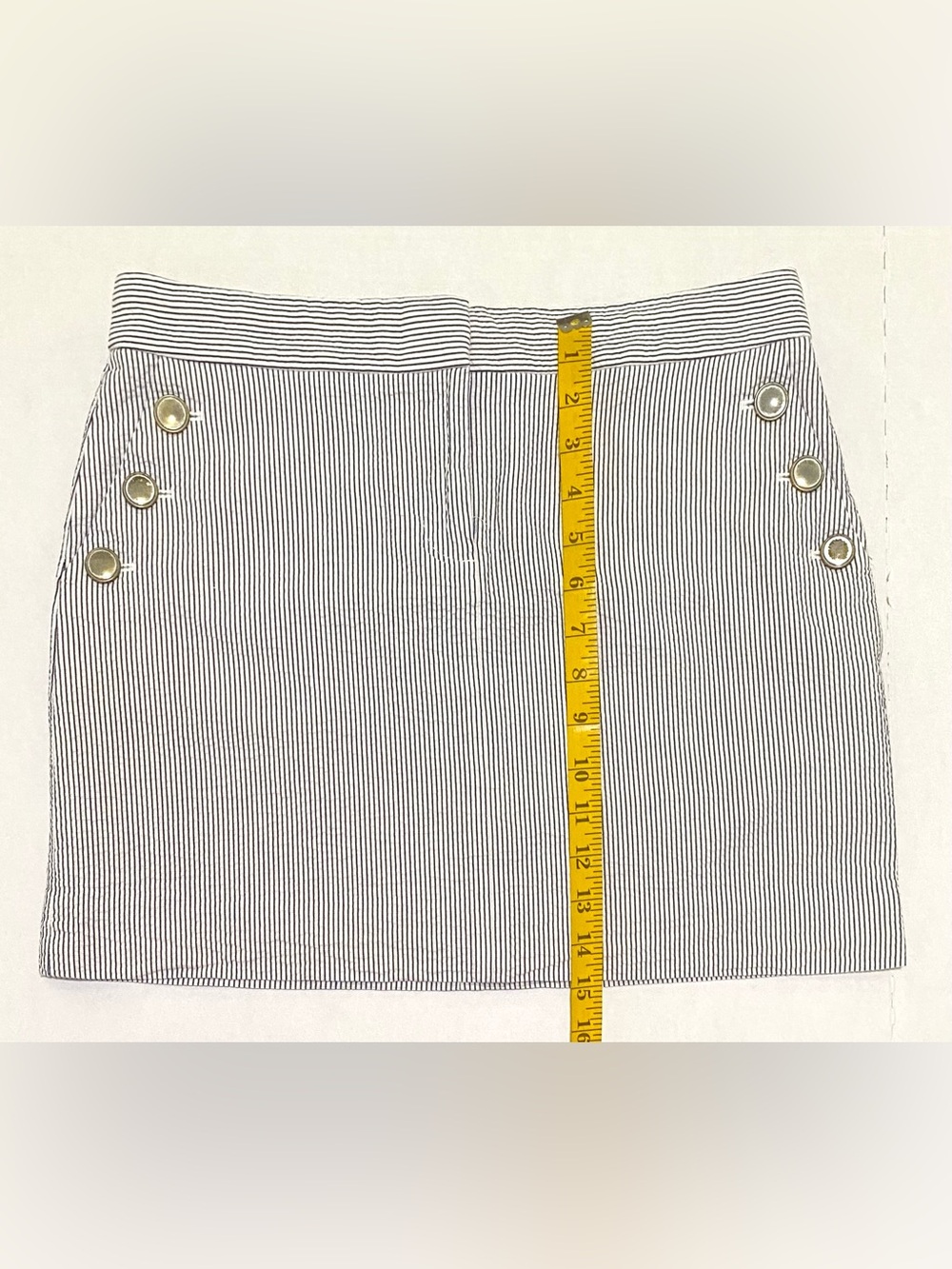 J Crew Womens 6 Navy Blue White Stripe Skirt Boho Y2K Summer Fisherman Preppy - Picture 10 of 13